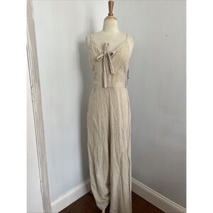 Japna Jumpsuit Womens Medium Babydoll Stripped Smocked Wide Leg Y2K‎